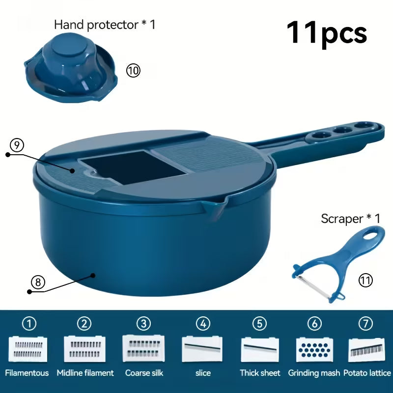 12-in-1 Vegetable Chopper & Grater – Manual Slicer, Shredder & Julienne Cutter for Carrot, Potato, Radish & More – Multifunctional Kitchen Vegetable Cutter Tool