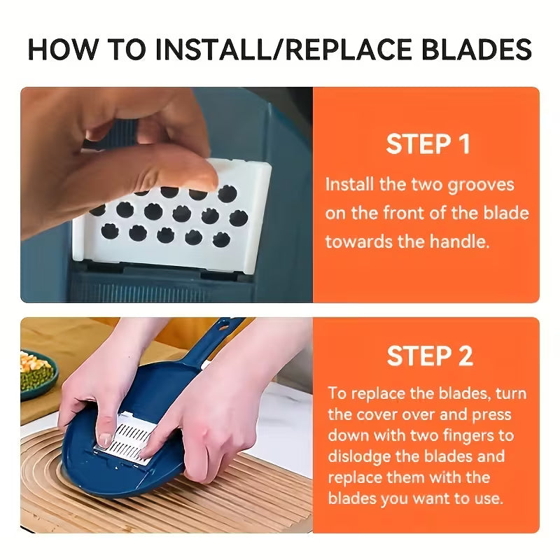 12-in-1 Vegetable Chopper & Grater – Manual Slicer, Shredder & Julienne Cutter for Carrot, Potato, Radish & More – Multifunctional Kitchen Vegetable Cutter Tool