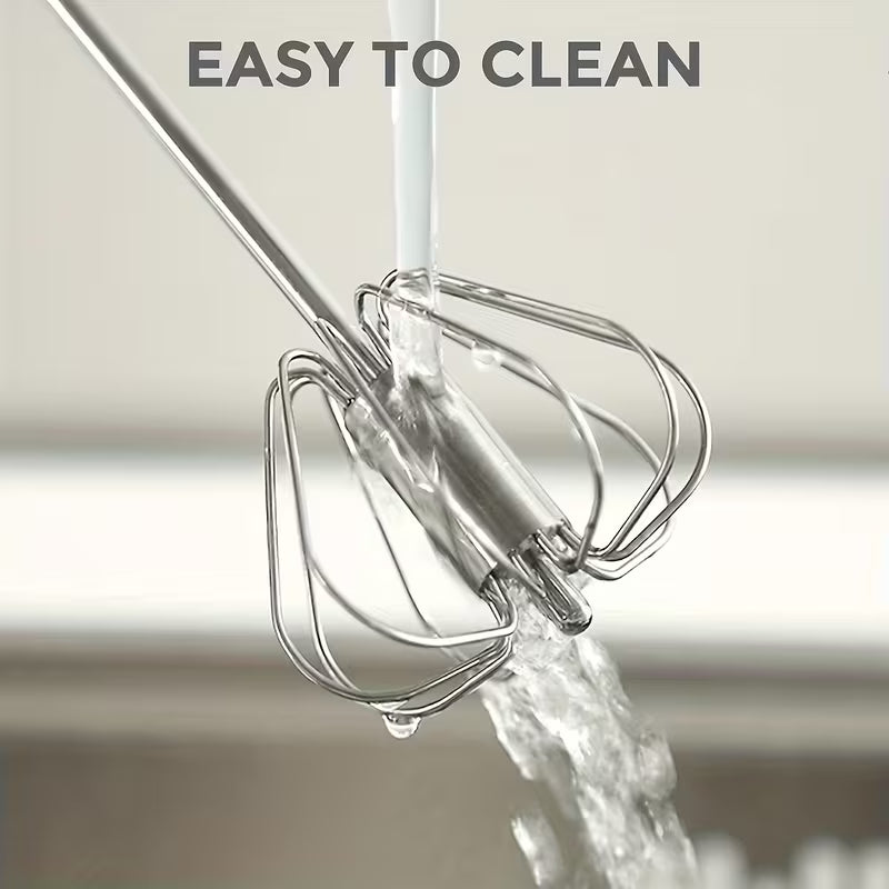 Multifunctional Stainless Steel Whisk & Milk Frother – Hand Push Blender for Eggs, Cream & Baking – All-in-One Kitchen Mixing, Blending & Beating Tool