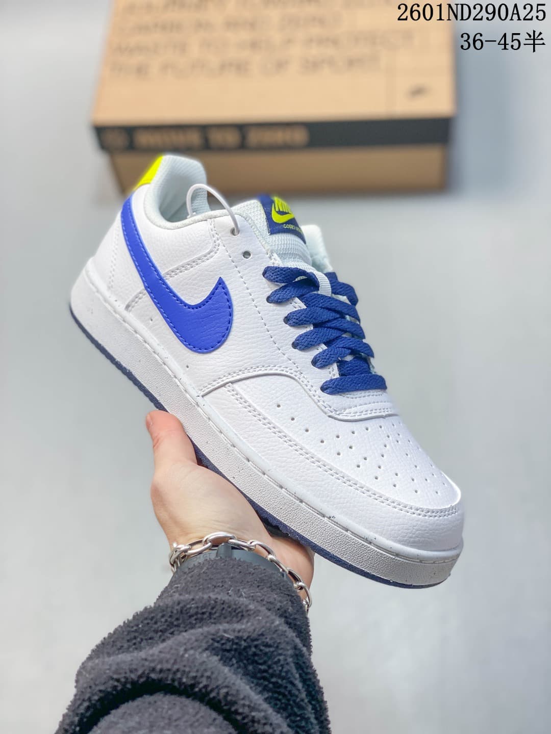 Nike Court Vision Low Sneakers White Blue Yellow 2601ND290A25