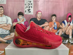 Red Basketball Sneakers with Translucent Accent Sole