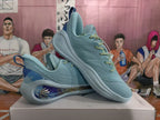 Blue Basketball Sneakers with Patterned Side Panel