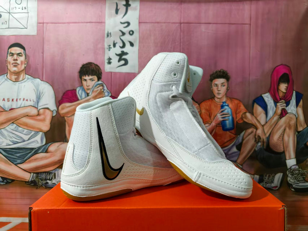 Nike Wrestling Shoes White and Gold