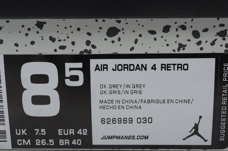 Jordan 4 Retro Oreo Black Grey White Sneakers 626969-030
