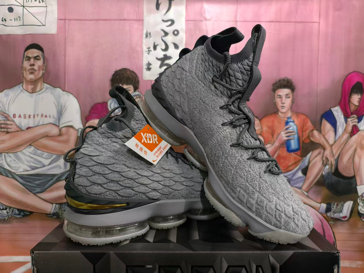 Nike Gray Gold High-Top Basketball Sneakers