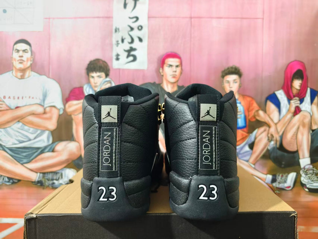 Jordan Air Jordan 12 Black and White Gold-Accent Sneakers