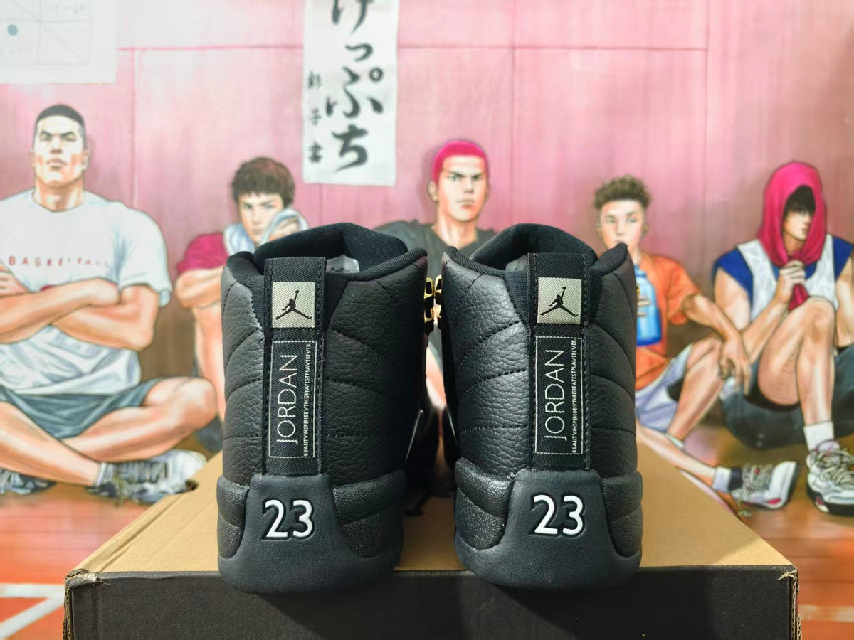 Jordan Air Jordan 12 Black and White Gold-Accent Sneakers