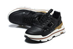 Hermès Black and White Leather-Style Lace-Up Sneakers
