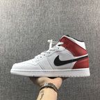 Jordan 1 Mid White Red Black Sneakers 554724-116