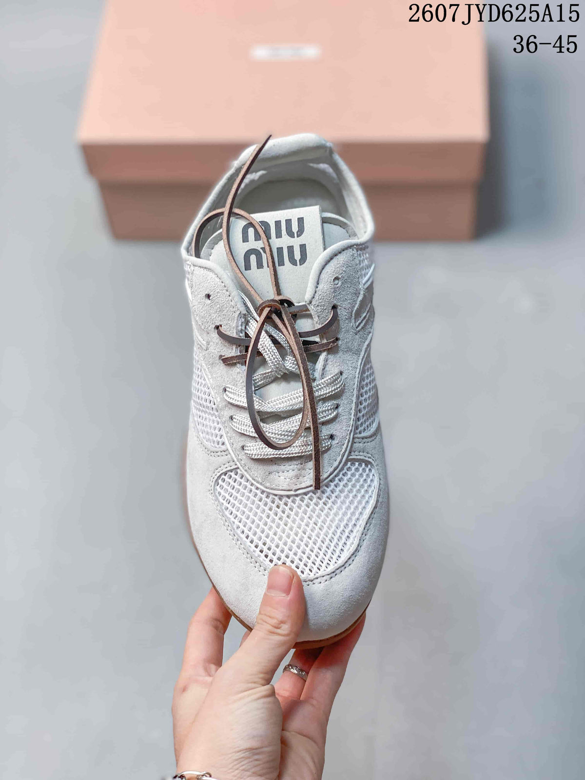Miu Miu Gymnasium Low-Top Sneakers White Grey Gum Sole