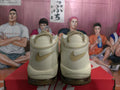 Nike Air More Uptempo Sneakers in Beige and Brown
