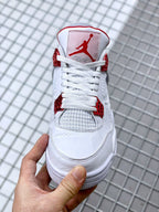 Air Jordan 4 Red Metallic White and Red Sneakers