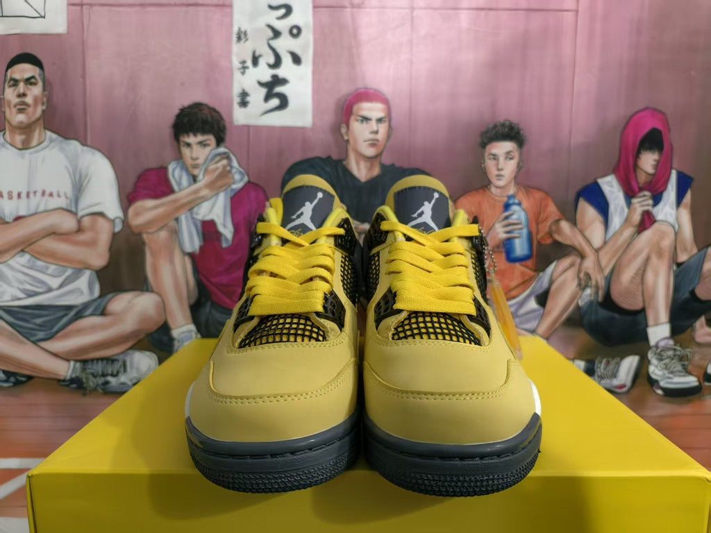 Jordan 4 Yellow Black Basketball Sneakers