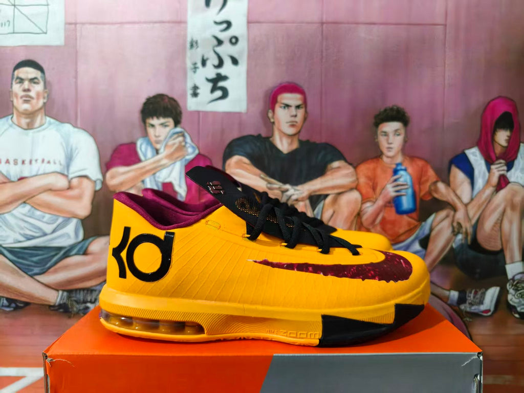 Nike KD Basketball Shoes in Yellow, Black and Burgundy