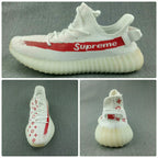 Yeezy 350 V2 White Red Printed Sneakers