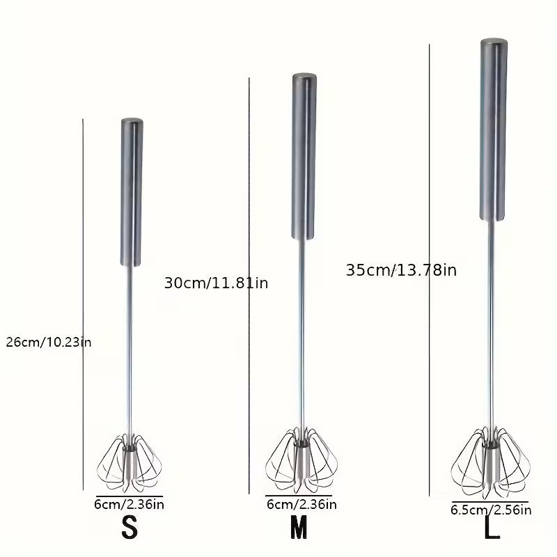 Multifunctional Stainless Steel Whisk & Milk Frother – Hand Push Blender for Eggs, Cream & Baking – All-in-One Kitchen Mixing, Blending & Beating Tool