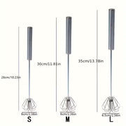 Multifunctional Stainless Steel Whisk & Milk Frother – Hand Push Blender for Eggs, Cream & Baking – All-in-One Kitchen Mixing, Blending & Beating Tool