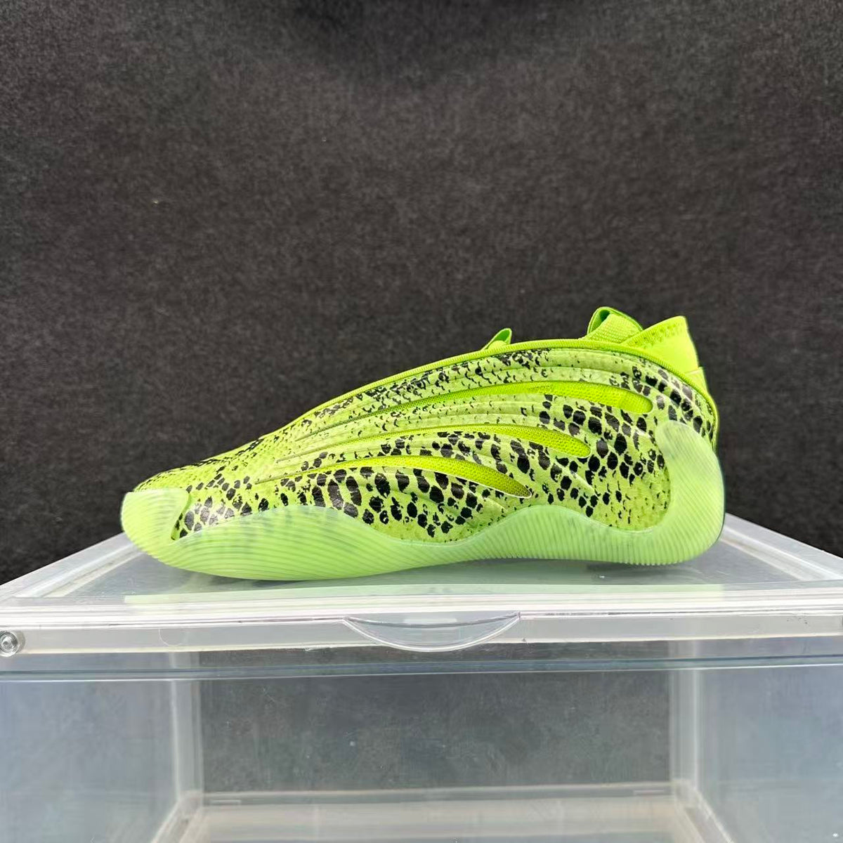 Adidas Yeezy 450 Sulfur Sneakers in Lime Green Snake Print