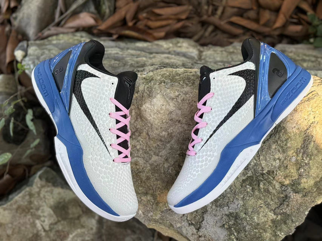 Nike Kobe 6 Basketball Shoes in White, Blue and Pink