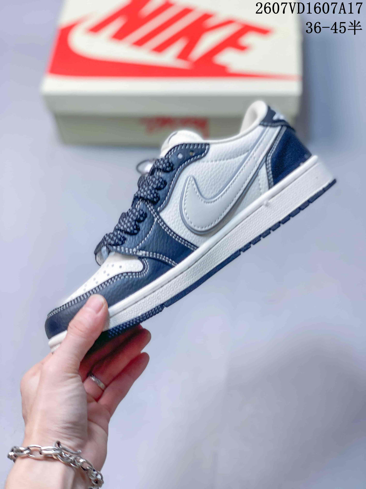 Jordan 1 Low Travis Scott Style Sneakers Navy White