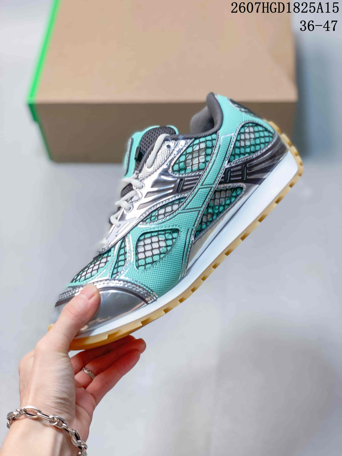 Bottega Veneta Orbit Runner Sneakers Aqua Silver 2607HGD1825A15
