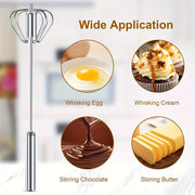 Multifunctional Stainless Steel Whisk & Milk Frother – Hand Push Blender for Eggs, Cream & Baking – All-in-One Kitchen Mixing, Blending & Beating Tool