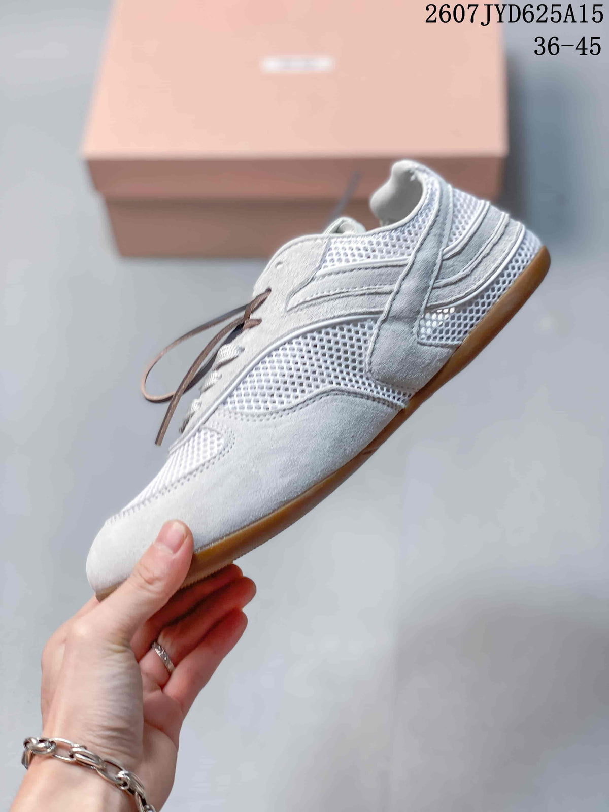 Miu Miu Gymnasium Low-Top Sneakers White Grey Gum Sole