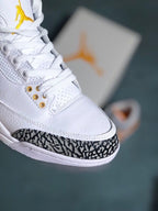 Jordan 3 White and Orange Men's Sneakers