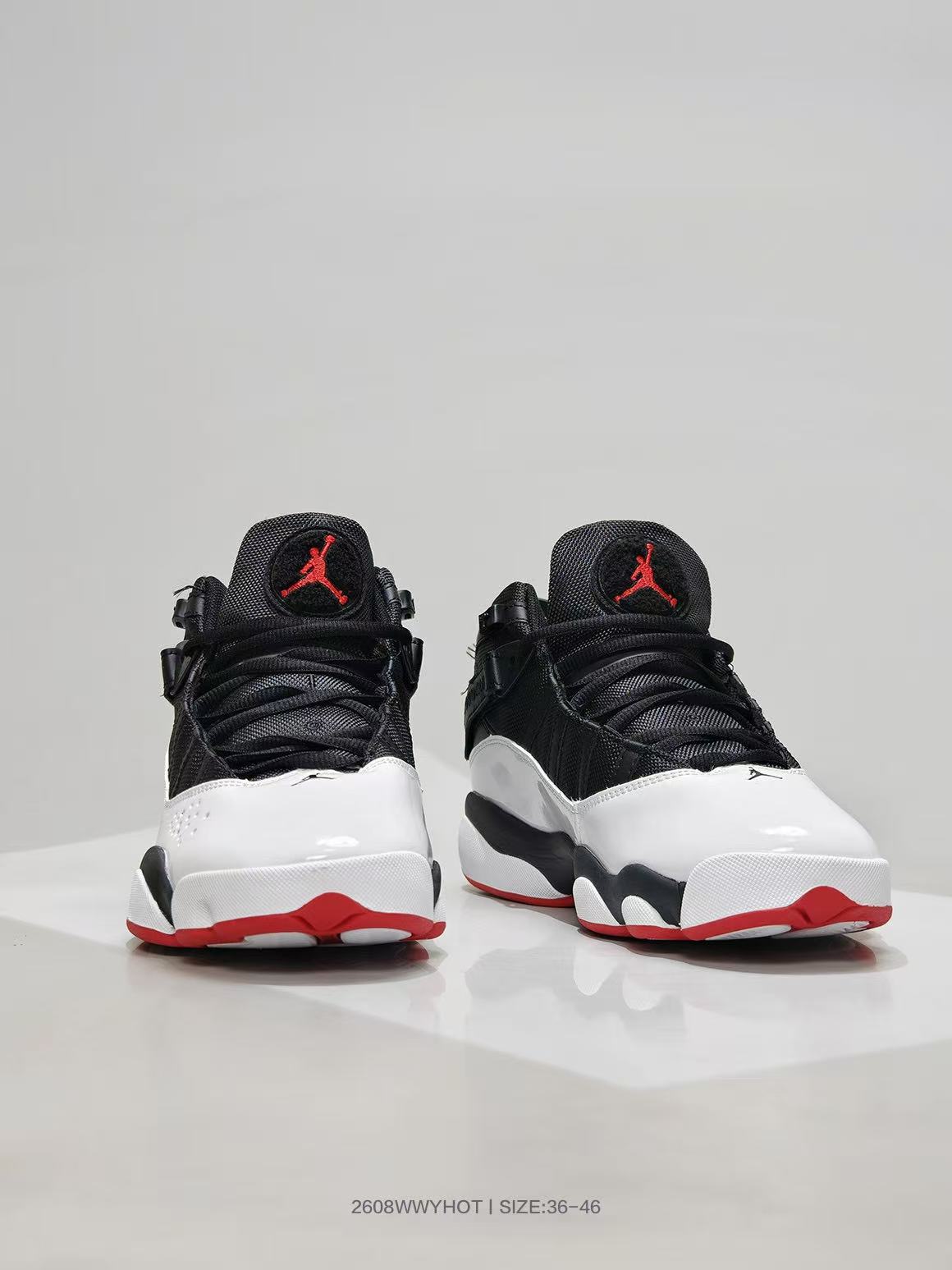 Jordan 6 Rings Black White Red Sneakers