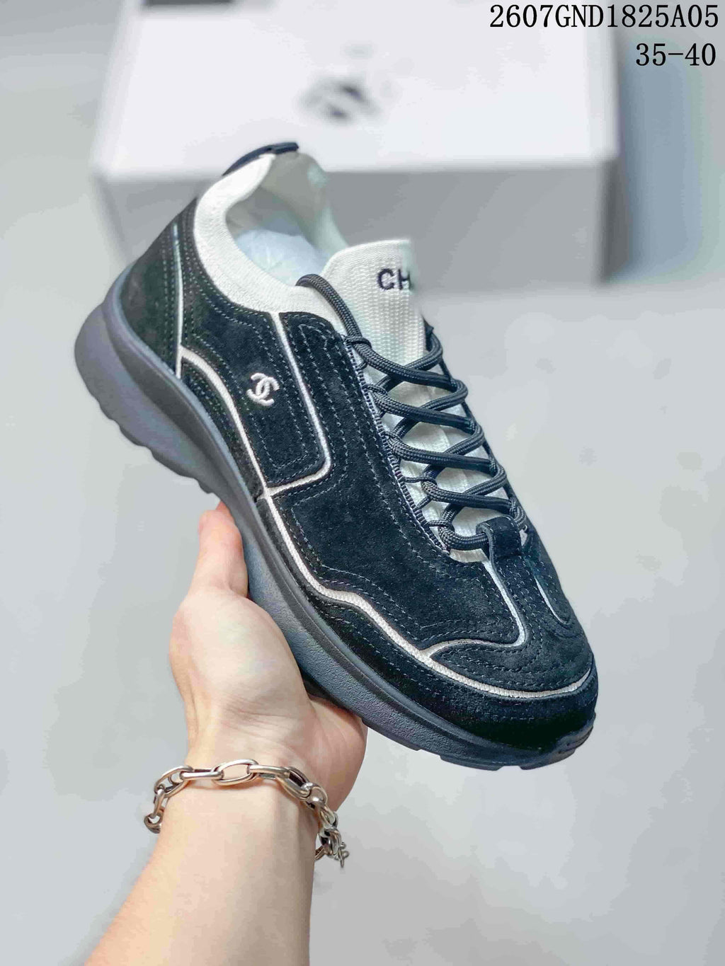 Chanel Black and White Low-Top Sneakers 2607GND1825A05