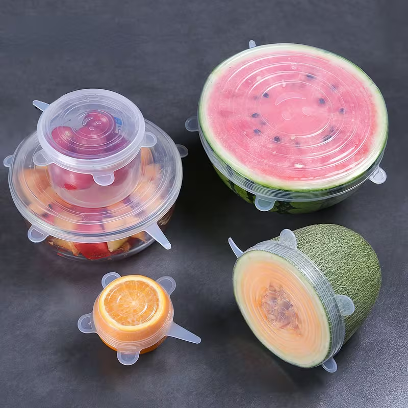 6pcs Silicone Stretch Lids Reusable Food Storage Bowl Covers