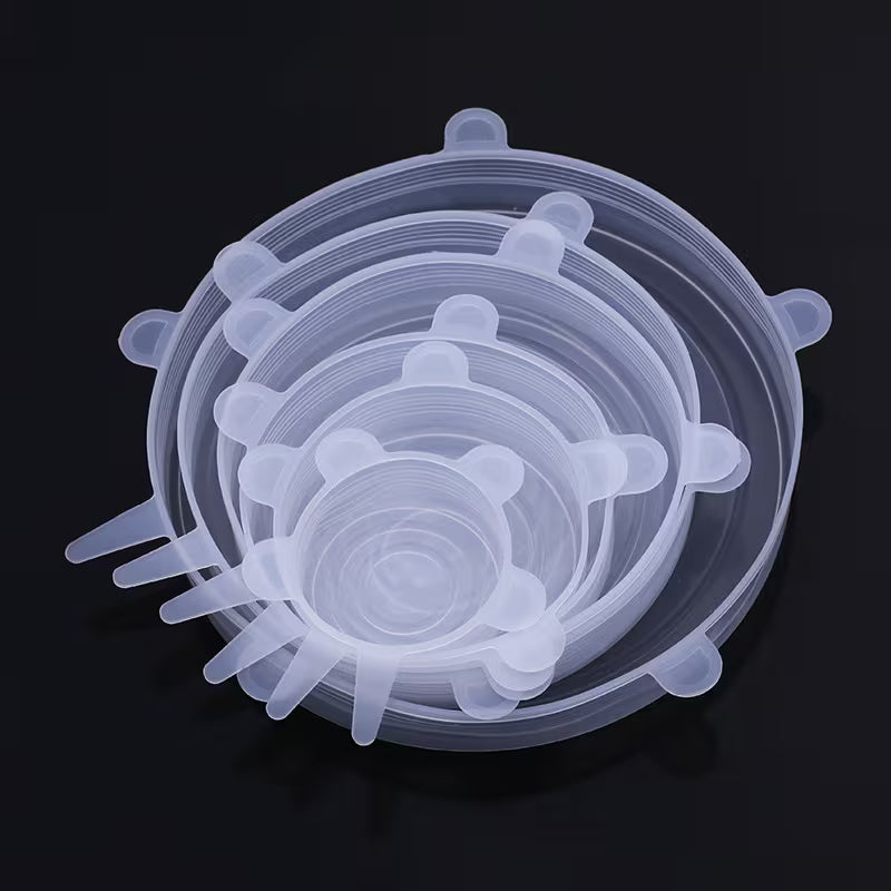 6pcs Silicone Stretch Lids Reusable Food Storage Bowl Covers