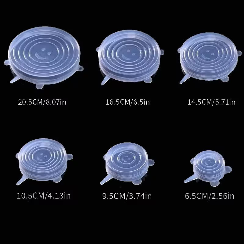 6pcs Silicone Stretch Lids Reusable Food Storage Bowl Covers