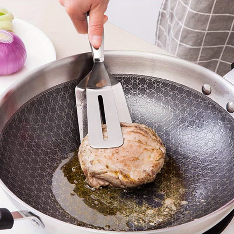 Stainless Steel Fish Spatula Tongs Non-Stick Kitchen Tool