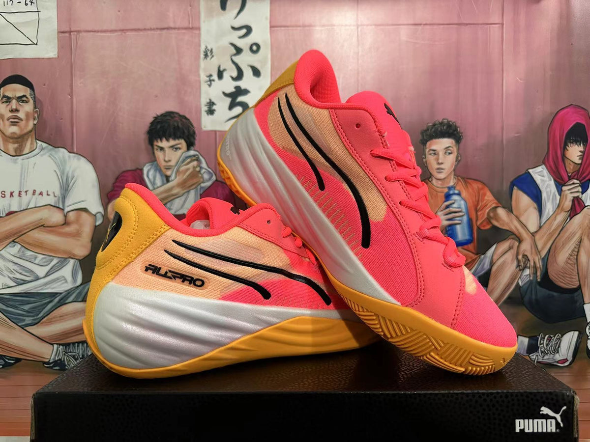 PUMA All-Pro Basketball Shoes, Pink and Gold