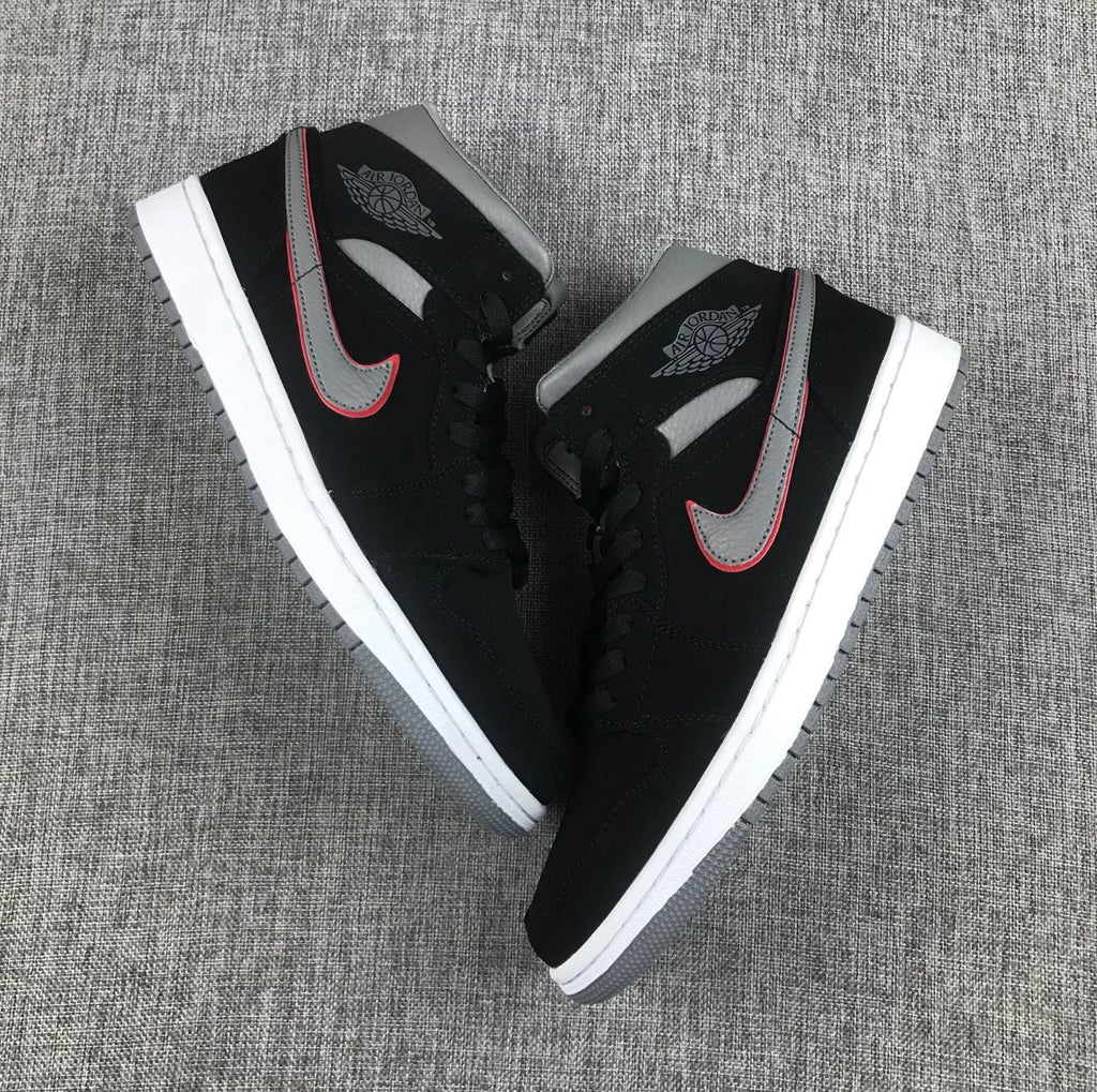 Air Jordan 1 Mid Black Grey Red 554724-060 Sneakers