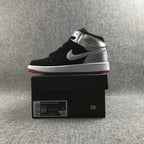 Air Jordan 1 Mid SE GS Black Silver Sneakers 554725-057