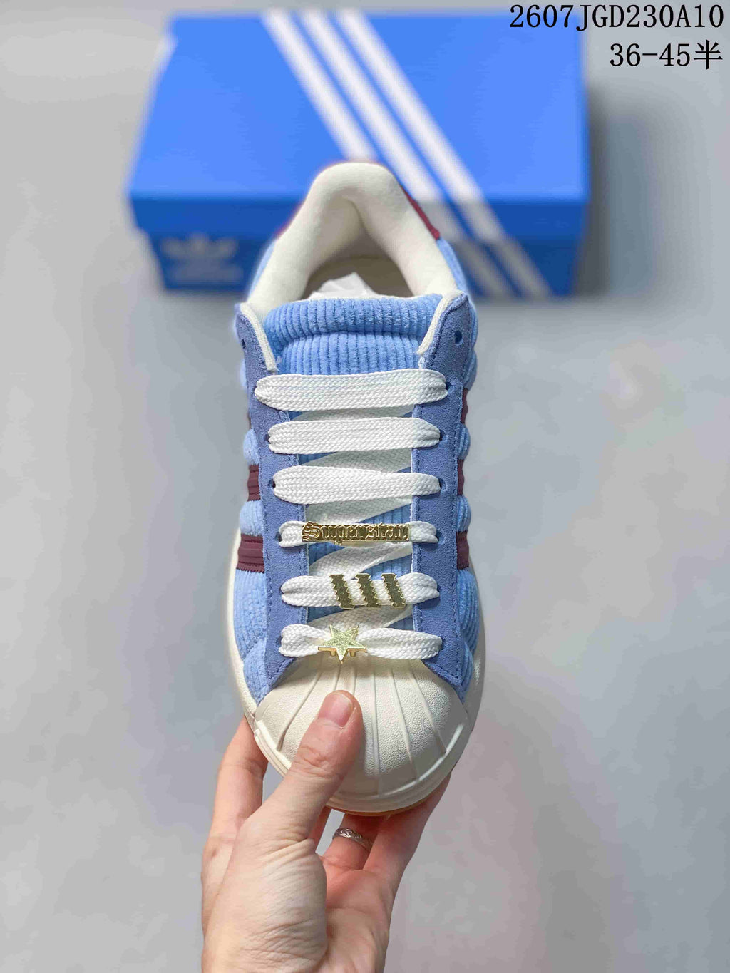 Adidas Superstar II Sneakers Blue and Burgundy