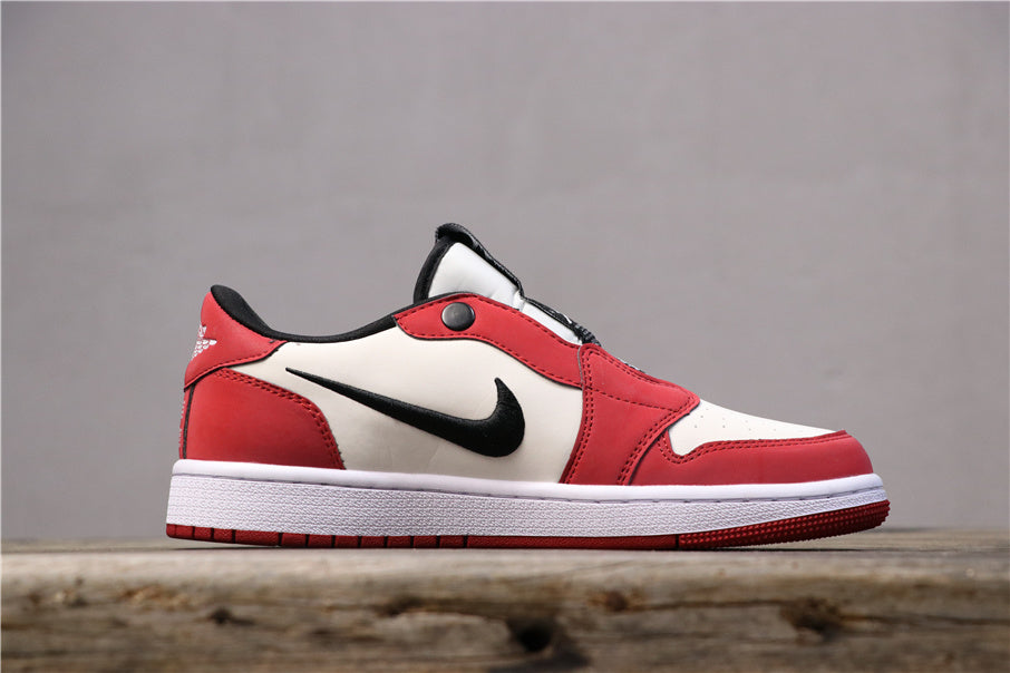 Nike Red White Black Low-Top Sneakers with Reflective Buttons