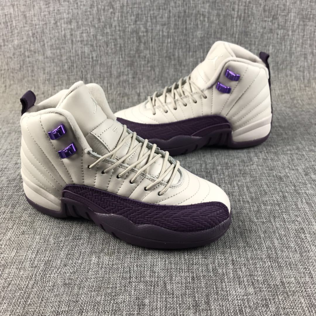 Jordan Air Jordan 12 Retro White and Deep Purple Sneakers