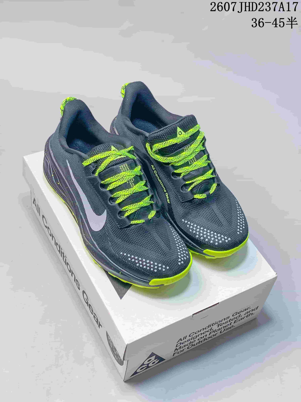 Nike ReactX Pegasus ACG Trail 6 Shoes, Dark Gray and Lime