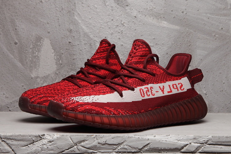 Yeezy 350 V2 Burgundy Zebra Sneakers