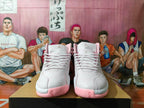 Jordan 12 Retro White and Pink High-Top Sneakers