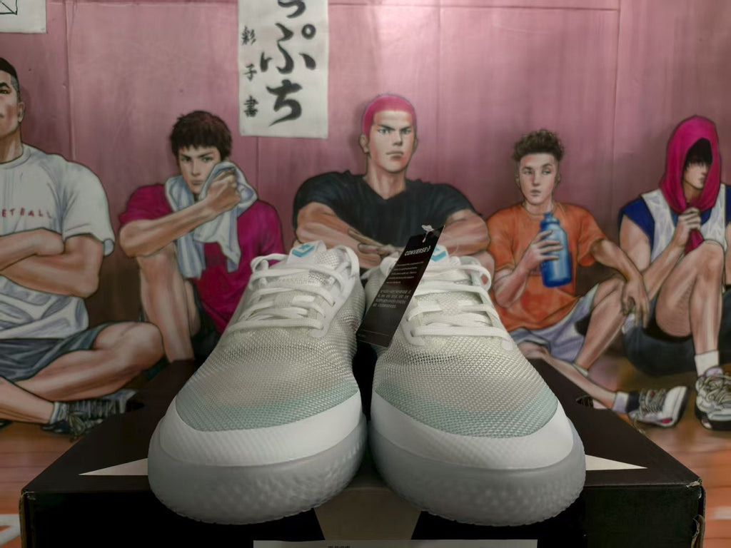 White and Blue Low-Top Sneakers