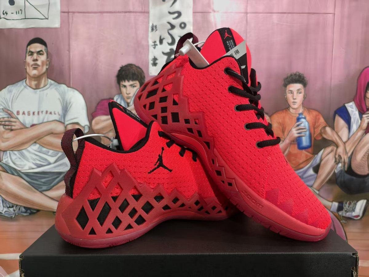 Jordan Red and Black Low-Top Basketball Sneakers