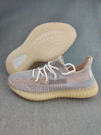 Yeezy 350 V2 Knit Sneakers Grey Pink Gum Sole
