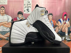 Jordan 12 Taxi White and Black Sneakers