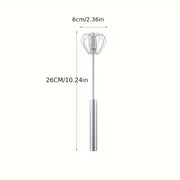 Multifunctional Stainless Steel Whisk & Milk Frother – Hand Push Blender for Eggs, Cream & Baking – All-in-One Kitchen Mixing, Blending & Beating Tool