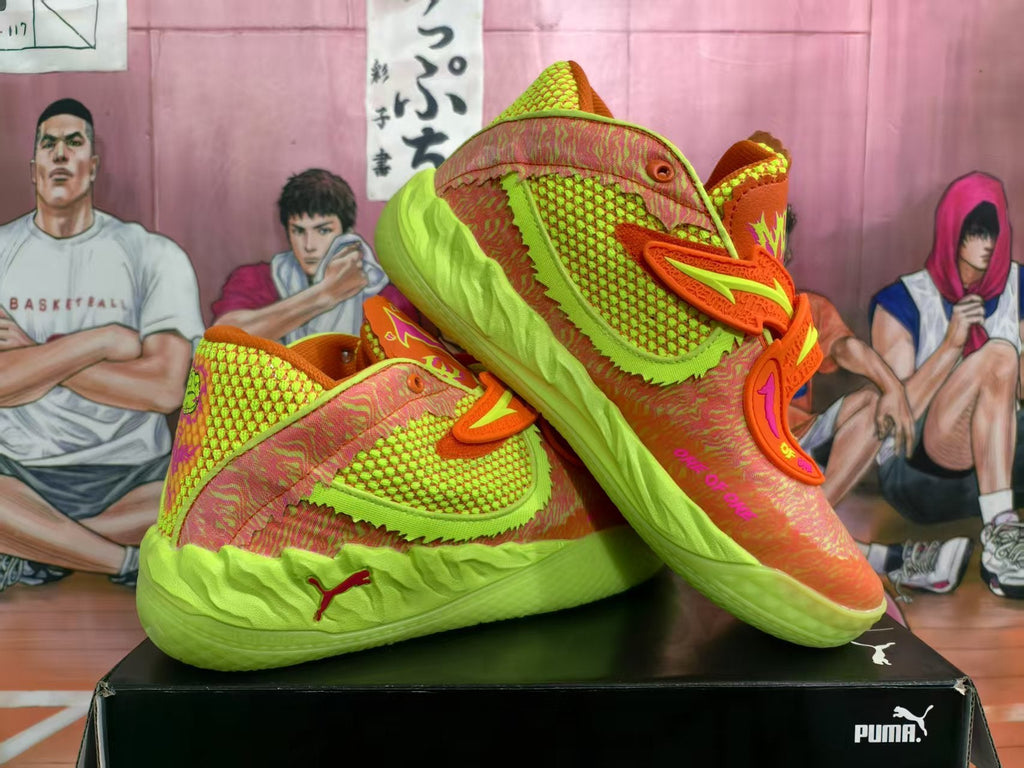 Puma Basketball Shoes in Neon Orange and Lime