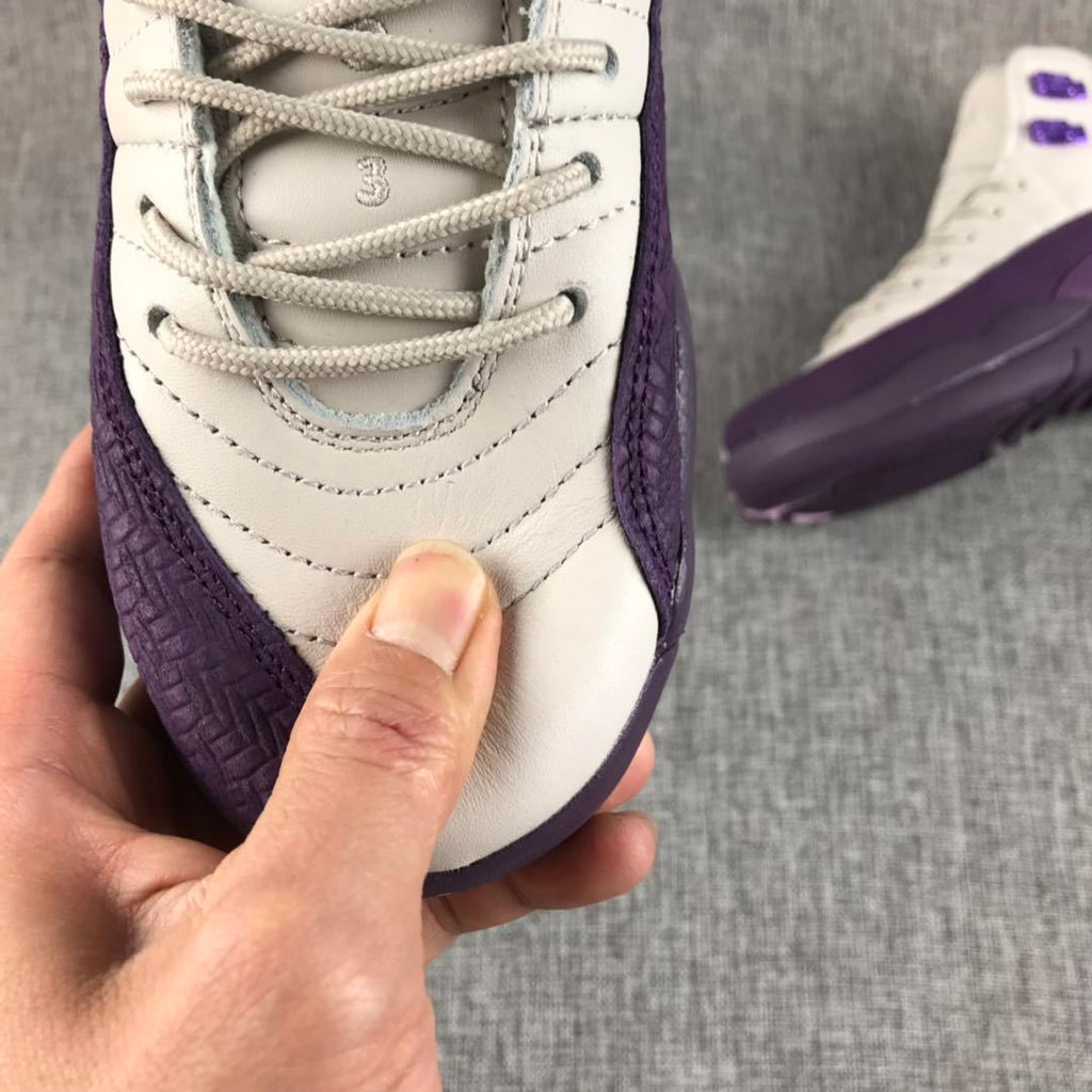 Jordan Air Jordan 12 Retro White and Deep Purple Sneakers